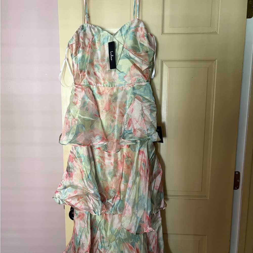 Lulu's Pastel Floral High Low Dress
